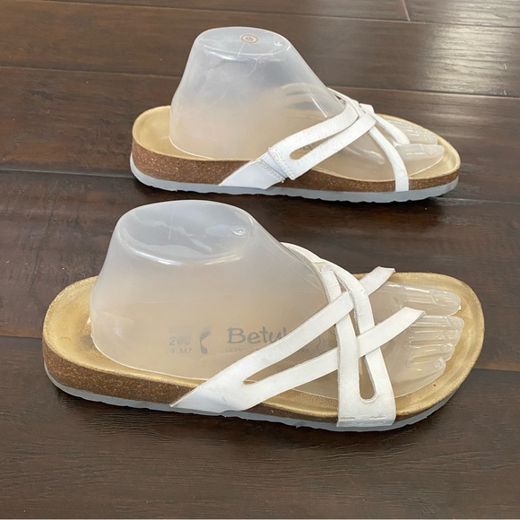 Betula by Birkenstock tan and white strap sandals women’s size 9 - Picture 1 of 6
